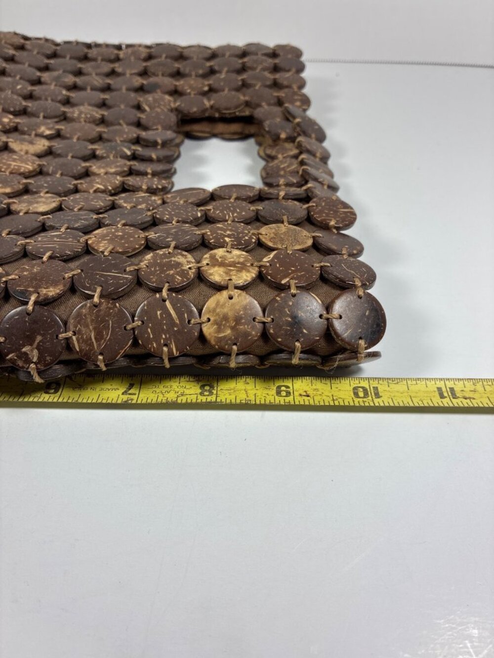 Vintage The Limited Coconut Shell Disc Purse Handbag Brown Boho 10" x 10" - Picture 10 of 10